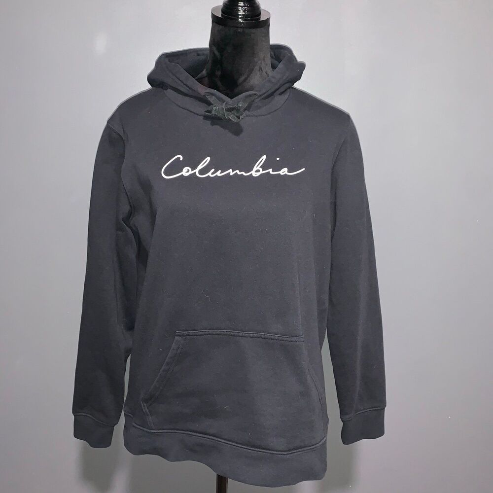 Columbia Hoodie Girls XL Black Graphic Logo Pullover
